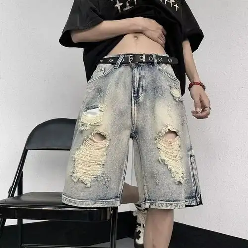 ablejeans24夏摩登复古迷彩印花工装时尚军旅风宽松梭织短裤军绿色系xs