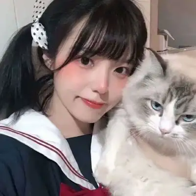 阿萌猫和少女女生单人头像
