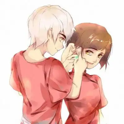 红色系动漫情侣头像一男一女无悔伴他一生