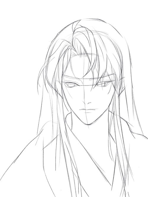 治愈系漫男头像线稿绘画教程