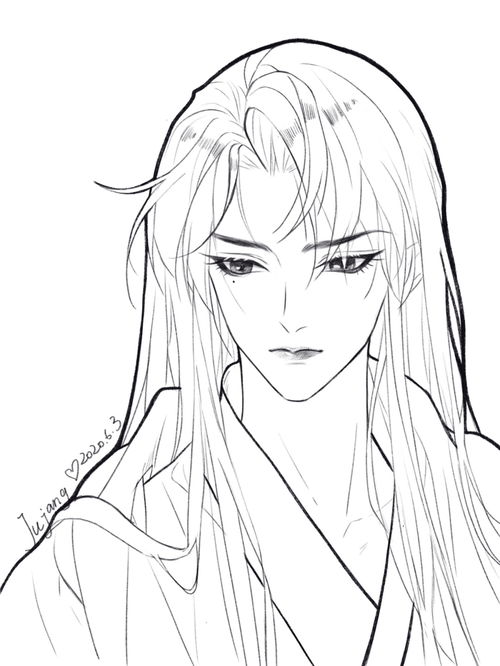 治愈系漫男头像线稿绘画教程