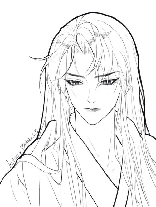 治愈系漫男头像线稿绘画教程