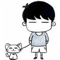 女孩与猫黑白动漫图