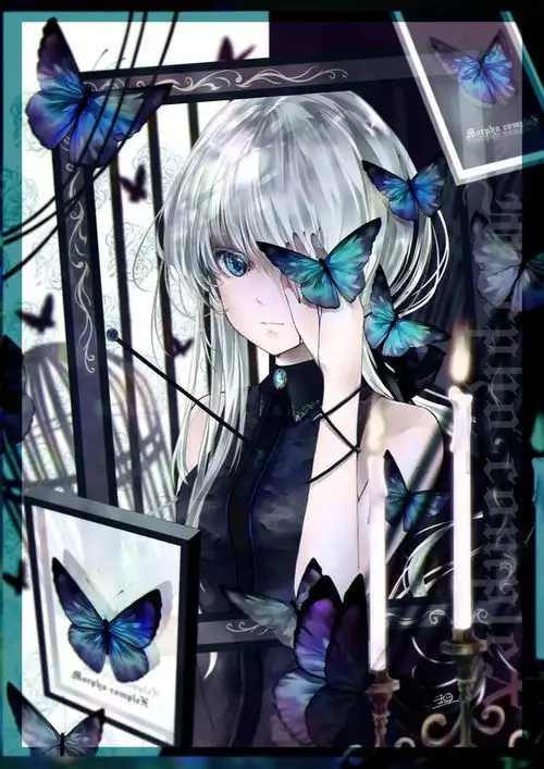 冷色系动漫美图精美个性独特的二次元少女插画