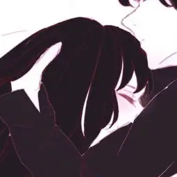 黑暗冷酷动漫情侣头像一左一右扎女孩的小辫子