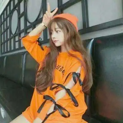 橙色系乖巧女生头像