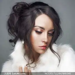 黑发红唇妆容美女写真摄影高清图片