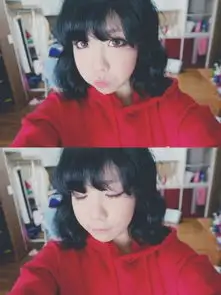 红衣服眯着眼躺着嘟嘴的韩国女生头像