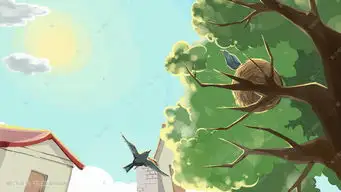 绿色系卡通手绘风五月你好故乡风景配图插画图片千库网