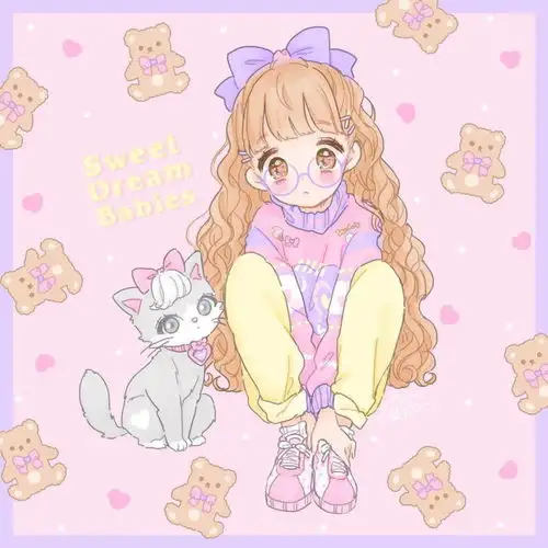 插画壁纸头像丨粉色系二次元卡通动漫少女童话世界