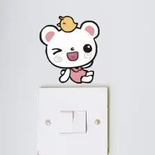 墙贴纸粉色小熊开关贴墙纸贴墙贴画贴花卡通可爱墙壁贴纸