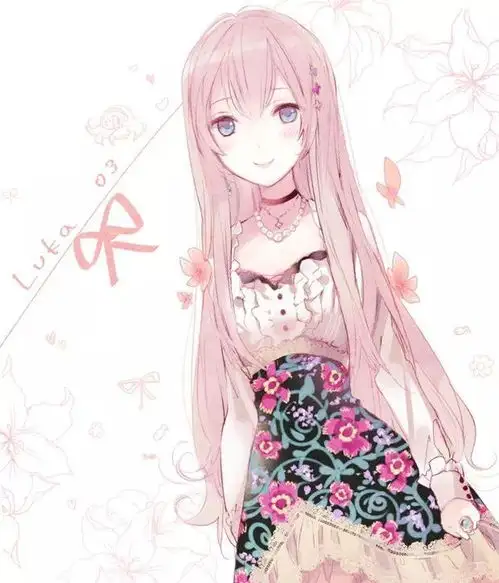 粉色系女孩插画,二次元世界里的她们最为迷人