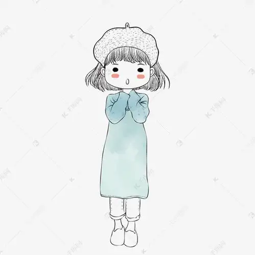 唯美线描水彩风q版手绘卡通女素材图片免费下载千库网