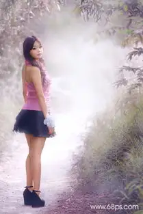 photoshop打造梦幻的淡调蓝紫色树林人物图片