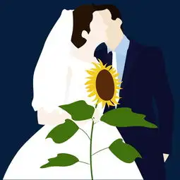 扁平风情侣手拿向日葵婚纱照图片素材其他格式下载动漫人物大全