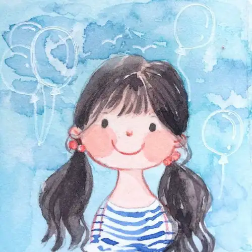 甜词水彩手绘卡通小清新插画头卡通动漫头像我要个性网