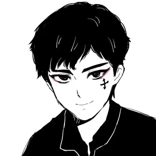 动漫头像黑白日系动漫男头