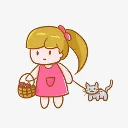 提着花篮遛猫的少女图片素材其他格式下载动漫人物大全