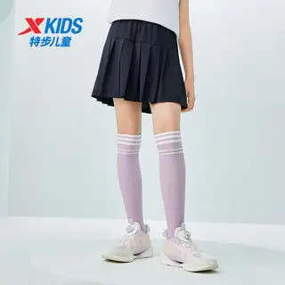 特步童装儿童休闲半身裙中大童女童百搭时尚休闲夏季半身裙百褶裙纯正黑120cm
