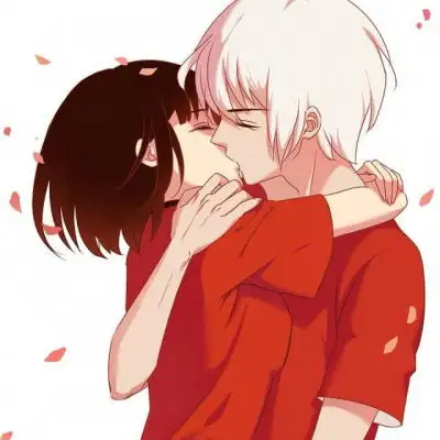 红色系动漫情侣头像一男一女无悔伴他一生