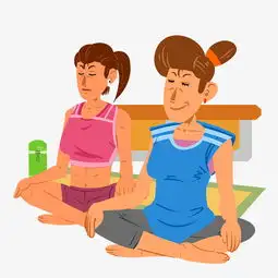 手绘双人瑜伽打坐插画图片素材其他格式下载动漫人物大全